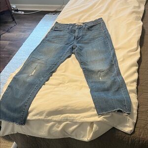 Madewell cropped blue jeans “high rise slim crop boy jean”